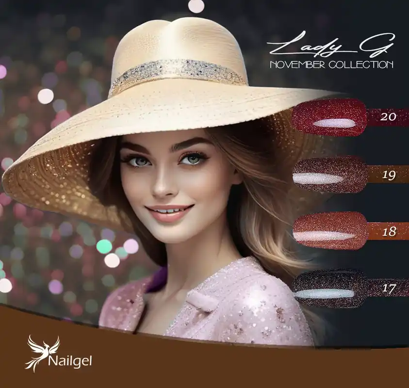 Biztonságos fizetés Lady G - November collection - 4-db-os gél lakk készlet ajándék margarétával