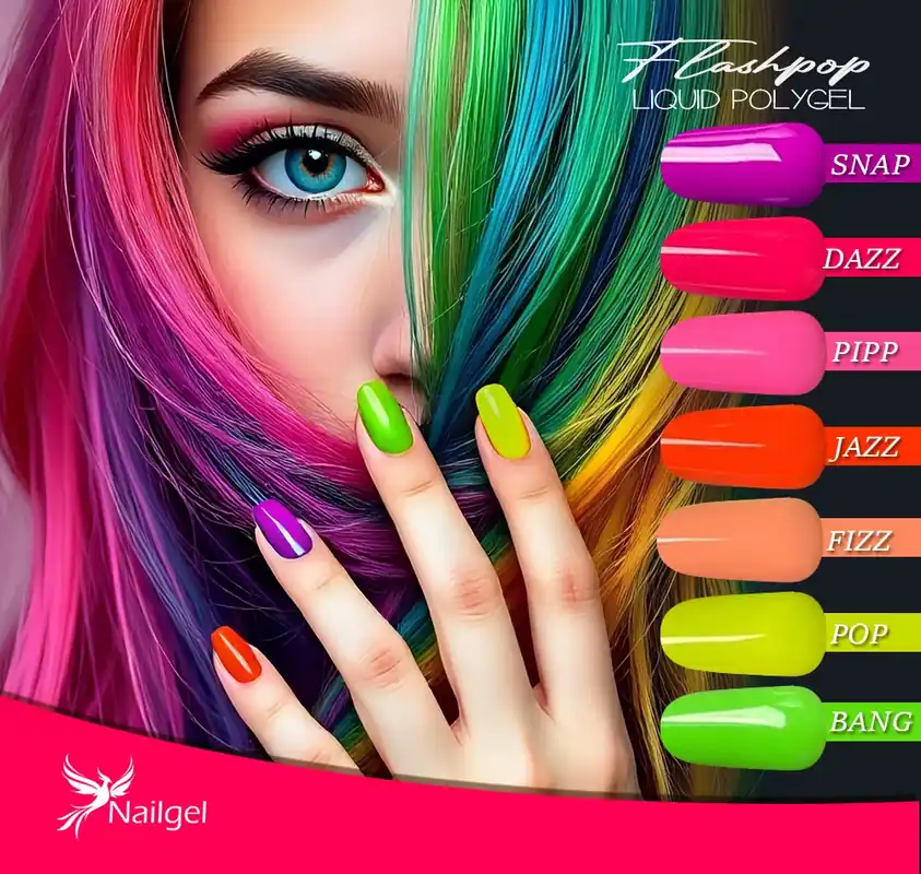 Liquid Polygel FLASHPOP 7 darabos kollekció pumpás tégelyben, ajándék margarétával Szuper akció