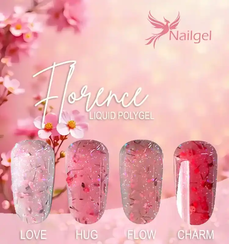 Kiárusítás Liquid Polygel FLORANCE 4 darabos kollekció pumpás tégelyben, ajándék effect margarétával