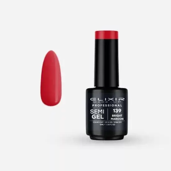 Újdonság Elixir Semi Gel 139 Bright Maroon 15 ml