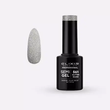 Elixir Semi Gel 561 Glitter Silver 5 ml Azonnali szállítás