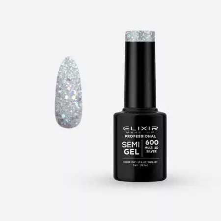 Végkiárusítás Elixir Semi Gel 600 MULTI 3D SILVER 5 ml