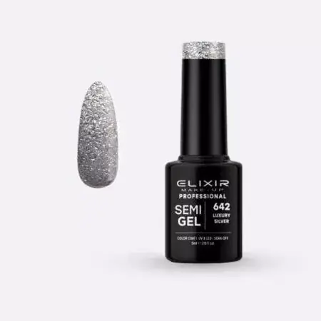 Biztonságos fizetés Elixir Semi Gel 642 Luxury Silver 5 ml