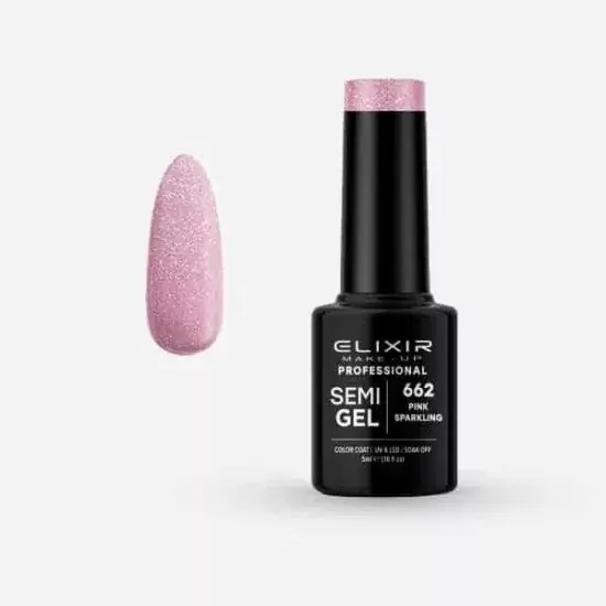 Elixir Semi Gel 662 Pink Sparkling 5 ml Azonnal elérhető