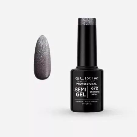 Árcsökkenés Elixir Semi Gel 672 Graphite Metal 5 ml