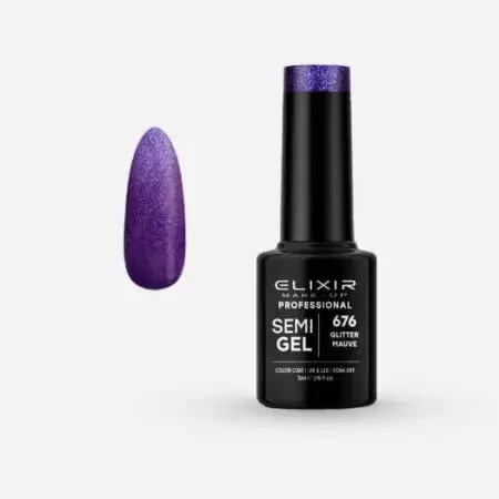 Elixir Semi Gel 676 Glitter Mauve 5 ml Expressz kézbesítés