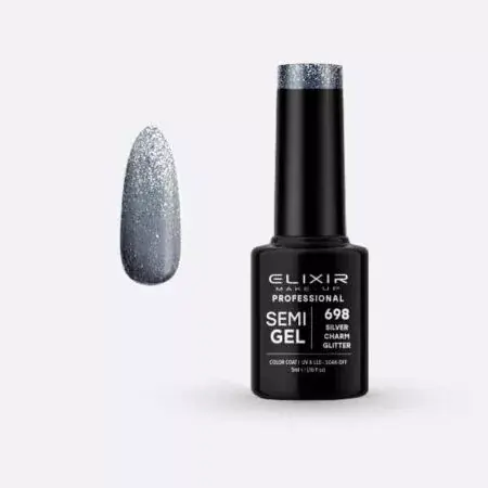 Expressz kézbesítés Elixir Semi Gel 698 Silver Charm Glitter 5 ml