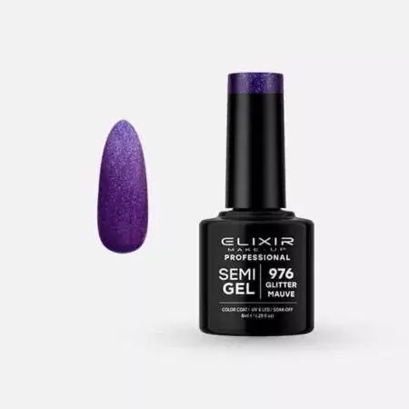 Elixir Semi Gel 976 Glitter Mauve 8 ml Szuper akció