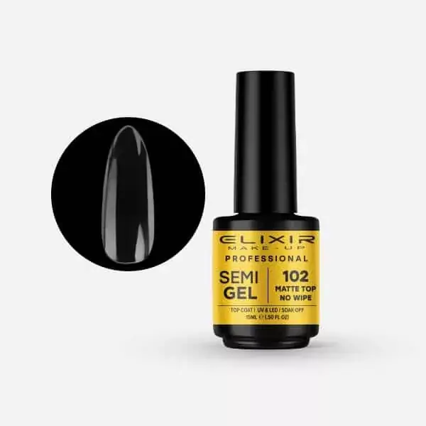 Elixir Semi Gel 102 Matte Top Coat (No Wipe) 15 ml Rendeld meg most