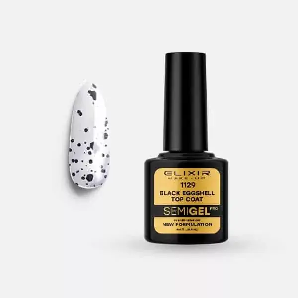 Gyors szállítás Elixir Semi Gel 1129 Black Eggshell Top Coat fixálásmentes, színezett fényzselé 8 ml