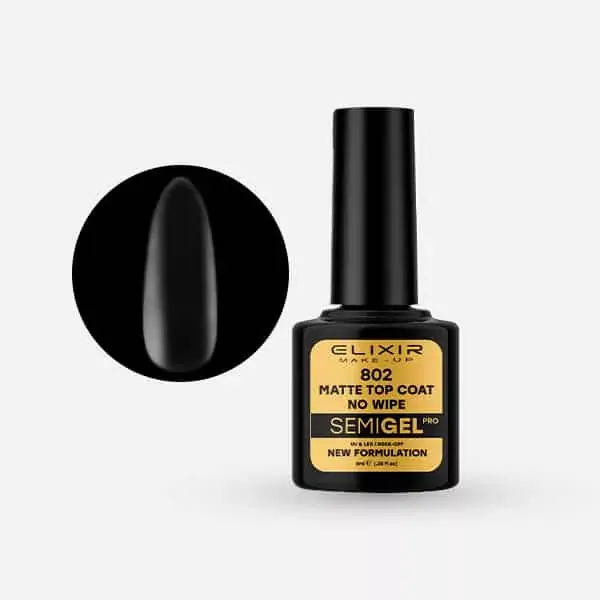 Biztonságos vásárlás Elixir Semi Gel 802 Törlésmentes, Matt top coat 8 ml