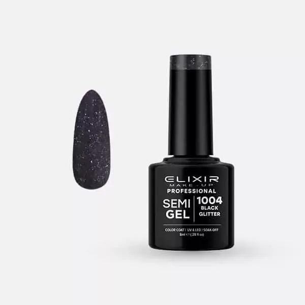 Rendeld meg most Elixir Semi Gel 1004 Black Glitter 8 ml