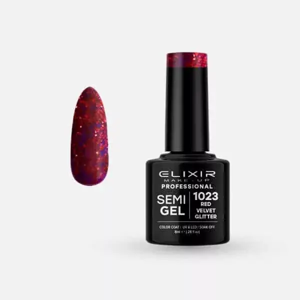 Expressz kézbesítés Elixir Semi Gel 1023 Red Velvet Glitter 8 ml