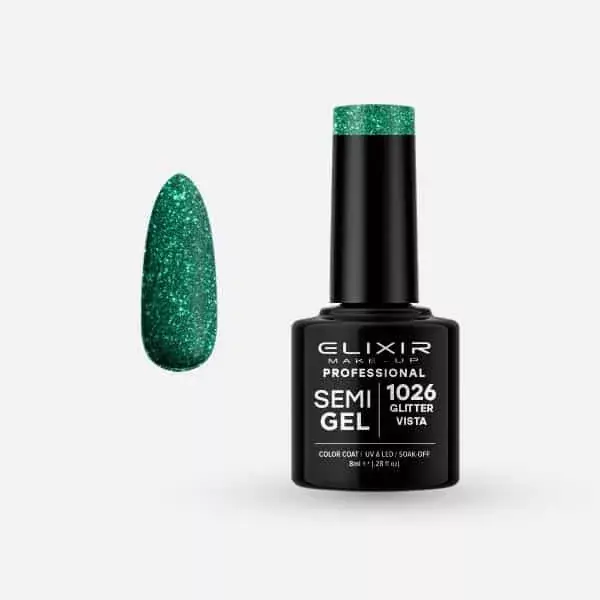 Elixir Semi Gel 1026 Glitter Vista 8 ml Különleges ajánlat