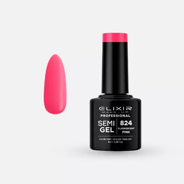 Elixir Semi Gel 824 Fluorescent pink 8 ml Kedvezményes ár