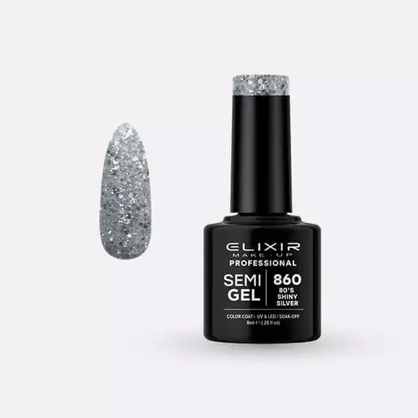 Elixir Semi Gel 860 80‘s Shiny Silver 8 ml Utolsó esély