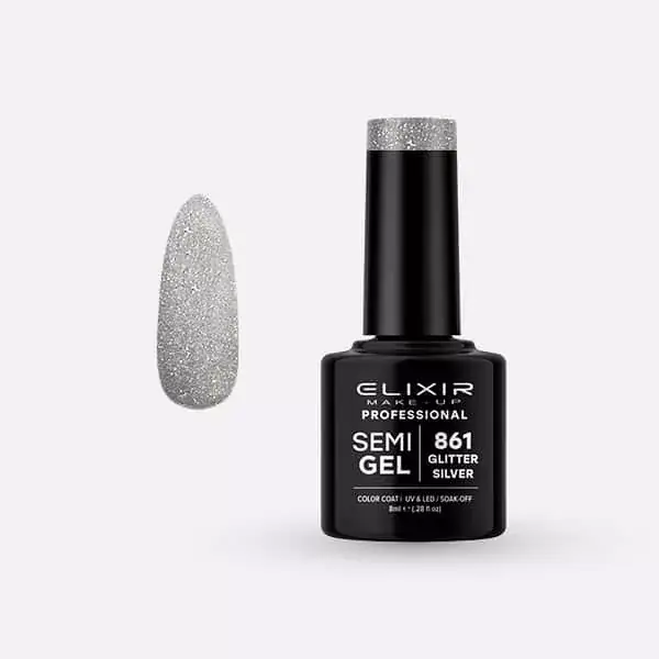 Elixir Semi Gel 861 Glitter Silver 8 ml Szezonális akció