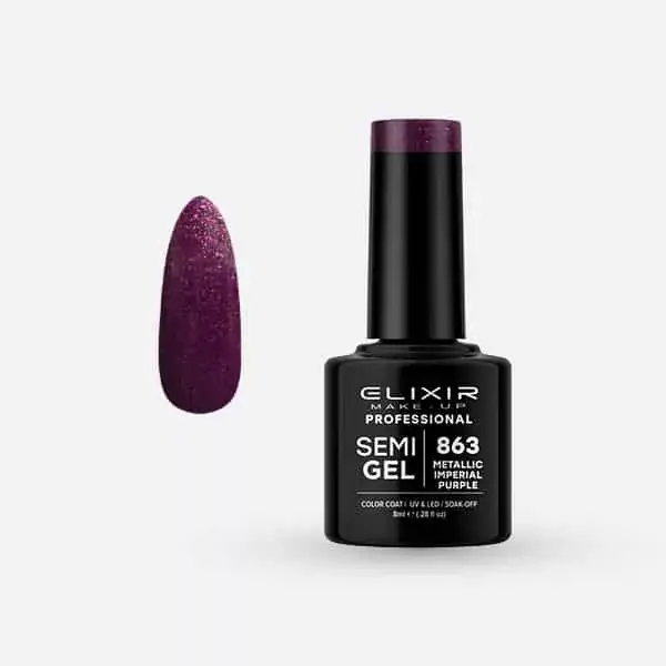 Szuper akció Elixir Semi Gel 863 Metallic Imperial Purple 8 ml