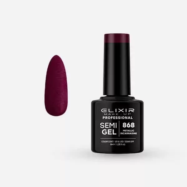 Árengedmény Elixir Semi Gel 868 Metallic Incarnadine 8 ml