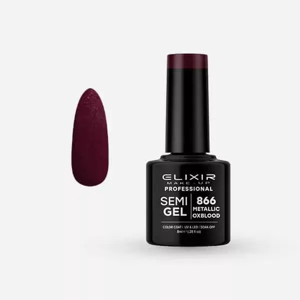 Biztonságos fizetés Elixir Semi Gel 866 Metallic Oxblood 8 ml