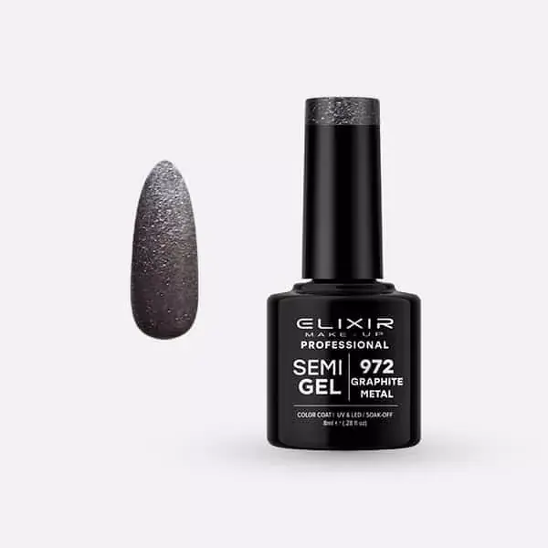 Akciós ár Elixir Semi Gel 972 Graphite Metal 8 ml