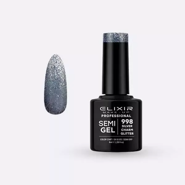 Elixir Semi Gel 998 Silver Charm Glitter 8 ml Korlátozott ajánlat