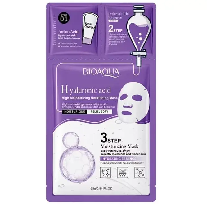 Outlet Bioaqua 3-Steps Moisturizing Arcmaszk - Hyaluronic Acid