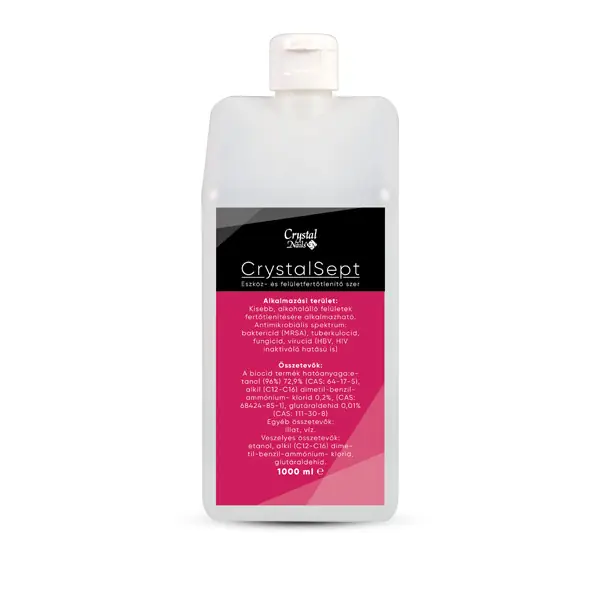 Crystal Nails - CRYSTALSEPT ALKOHOLOS ESZKÖZ- ÉS FELÜLETFERTŐTLENÍTŐ UTÁNTÖLTŐ - KUPAKOS - 1000ml Biztonságos fizetés