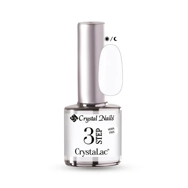 Végkiárusítás Crystal Nails - 3 STEP HEMA FREE CRYSTALAC - GLOWY WHITE - 8ml