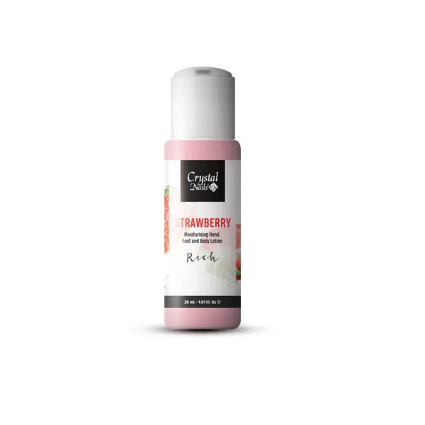 Crystal Nails - MOISTURISING HAND - FOOT AND BODY LOTION - STRAWBERRY LOTION - RICH - 30ML Korlátozott ajánlat