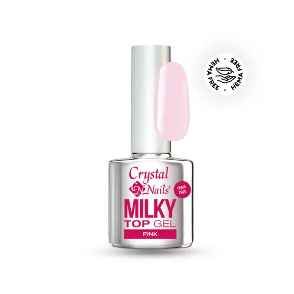 Azonnal elérhető Crystal Nails - HEMA FREE MILKY TOP GEL - PINK - 4ML