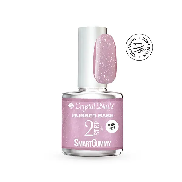 Crystal Nails - 2S - SMARTGUMMY HEMA FREE RUBBER BASE GEL - NR06 - SHIMMER ROSE - 13ml Akció