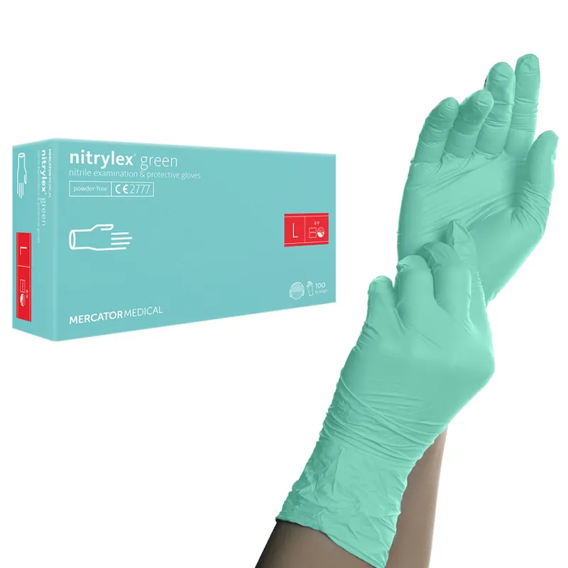 BN - Nitrylex - nitril gumikesztyű - Zöld - 100db - L méret Utolsó esély