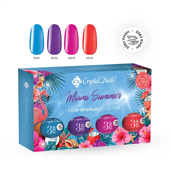 Szuper akció Crystal Nails - 3 STEP HEMA FREE KIT - MIAMI SUMMER 2026 - (4X4ML)