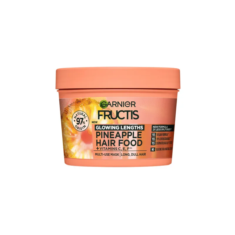 Olcsóbb Garnier Fructis Hair Food Hair Mask haj maszk a töredezett hajvégekre - Pineapple
