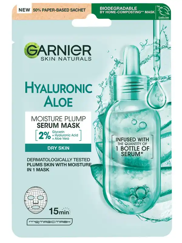 Vedd meg most Garnier Skin Natural Hyaluronic Aloe Face Mask arcpakolás