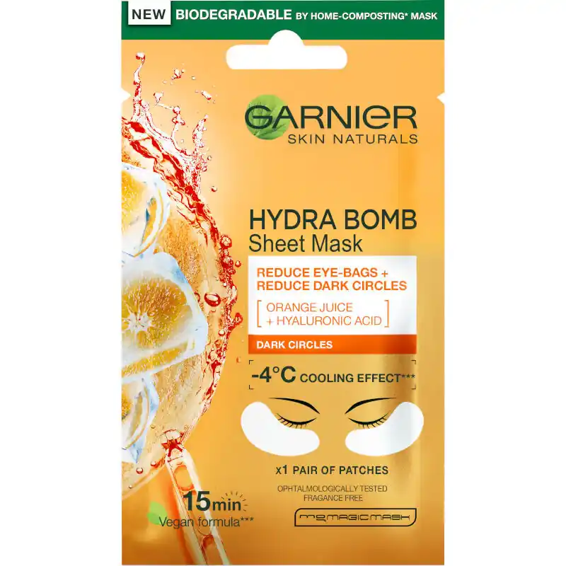 Legkelendőbb Garnier Skin Naturals Eye Tissue Mask For Dark Circles energizáló textilmaszk szemkörnyékre