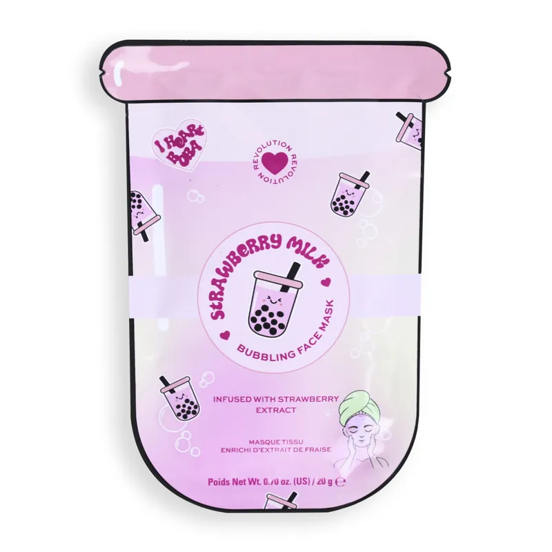 Outlet I Heart Revolution arcmaszk - Bubble Tea Strawberry Milk Bubble Sheet Mask - Strawberry Pink