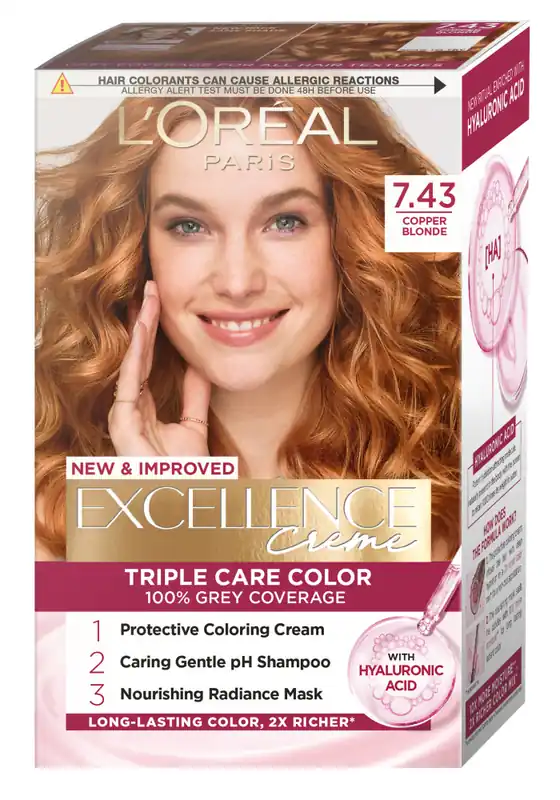 Akciós ár L’Oréal Paris hajfesték - EXCELLENCE Creme - 7.43 Copper Blonde