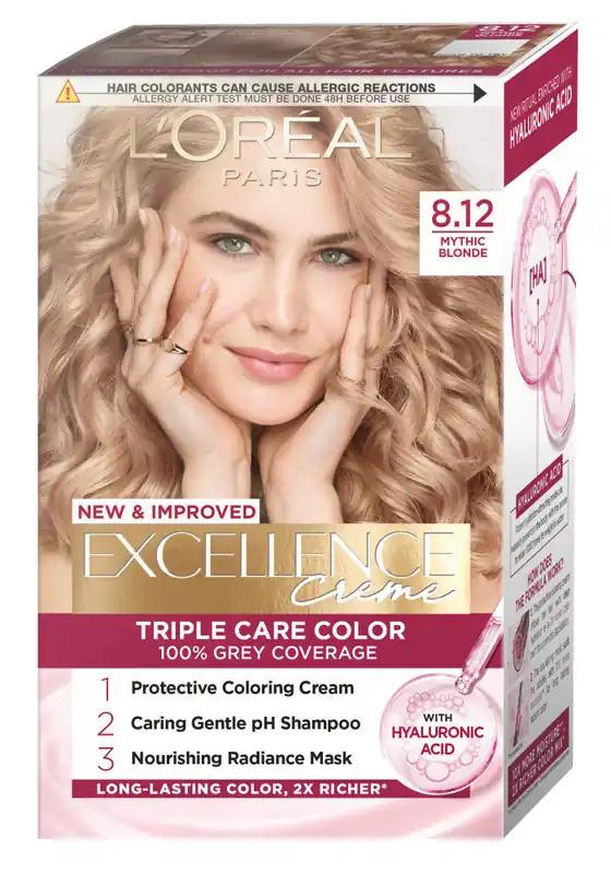 Alacsony ár L’Oréal Paris hajfesték - EXCELLENCE Creme - 8.12 Mythic Blonde