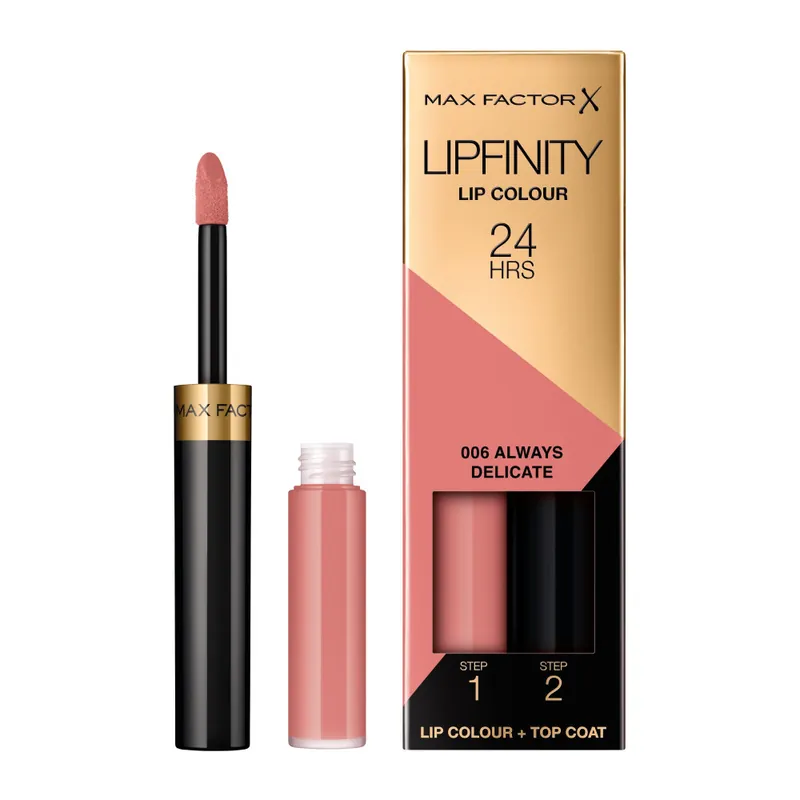 Akciós ár Max Factor ajakrúzs - Lipfinity 2-Step Long Lasting Lipstick - 006 Always Delicate