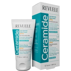 Exkluzív ajánlat Revuele Ceramide Anti-Blemish Daily Cream SPF50 hidratáló krém fényvédővel pattanásos bőrre