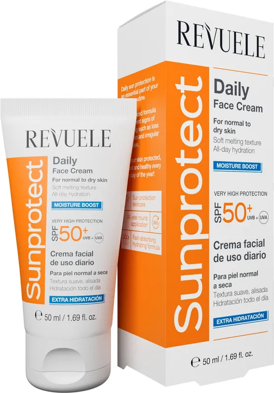 Vásárlói kedvenc Revuele Sunprotect Daily Face Cream - Moisture Boost SPF 50+ hidratálókrém fényvédővel