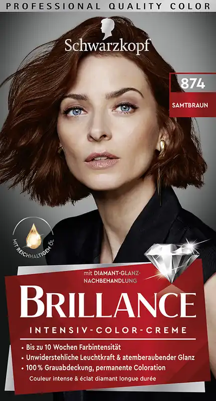 Schwarzkopf Brillance hajfesték - Intensive Color Cream - 874 Velvet Brown Expressz kézbesítés