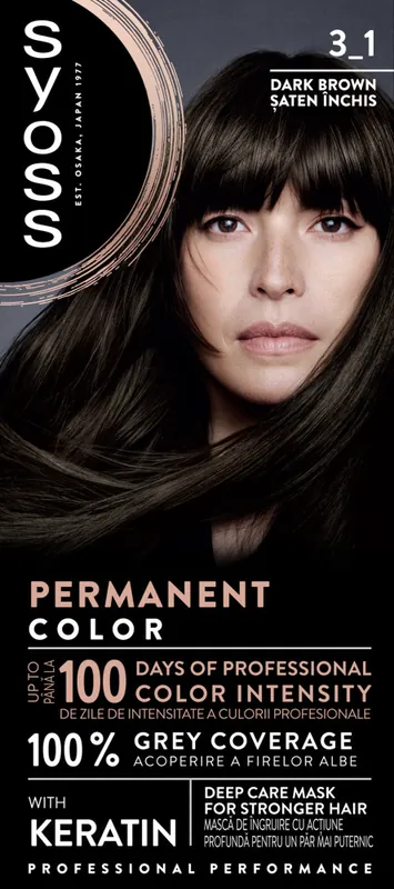 Biztonságos fizetés Syoss -állandó színezés - - sötétbarna-Permanent Coloration - 3_1 Dark Brown