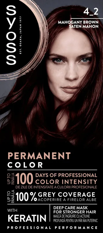 Syoss -állandó színezés - mahagóni barna -Permanent Coloration - 4_2 Mahogany Brown Kiárusítás