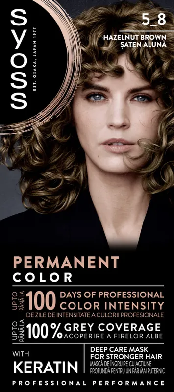 Syoss állandó színezés- Permanent Coloration - 5_8 Hezelnut Brown Kiárusítás