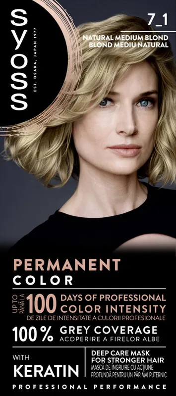 Syoss - állandó színezés - közepes szőke-Permanent Coloration - 7_1 Medium Blond Expressz szállítás