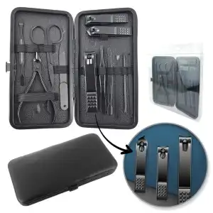 Expressz szállítás Manikűr és pedikűr készlet, fekete, 12 az 1-ben, ekológikus...
