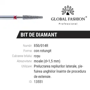Gyémánt fúró, kerek kúpos, piros, 850/014 R 13551, Outlet